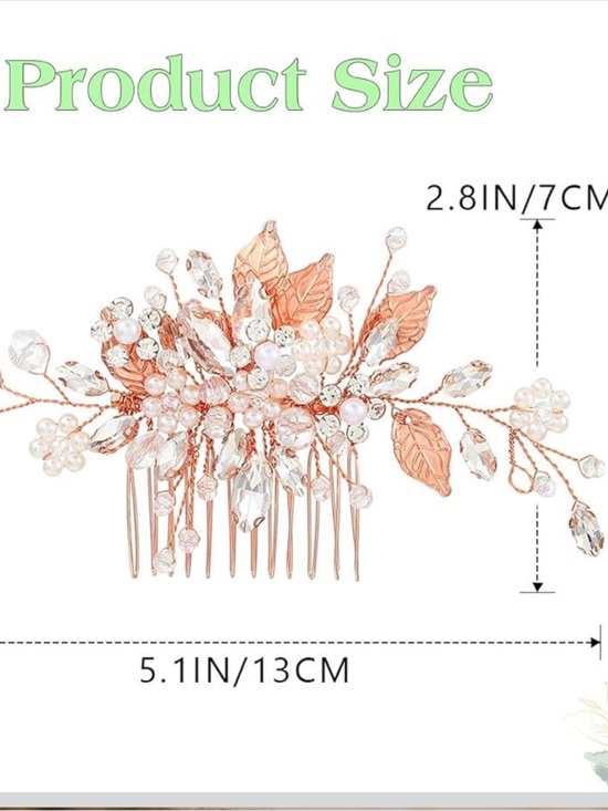 Anthropologie Rose Gold Floral Crystal Hair Pin